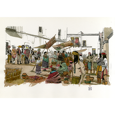 Illustration originale Géronimo marché indien